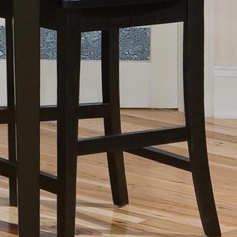 Almendra Solid Wood Counter Stool with Solid Wood Frame, Ebony