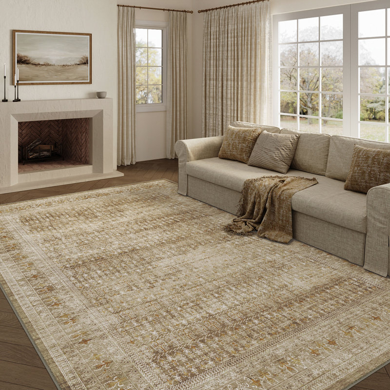 Kitty Machine Washable Oriental Area Rug for Living Room with Non-Slip Backing, Rectangle 8' x 10'