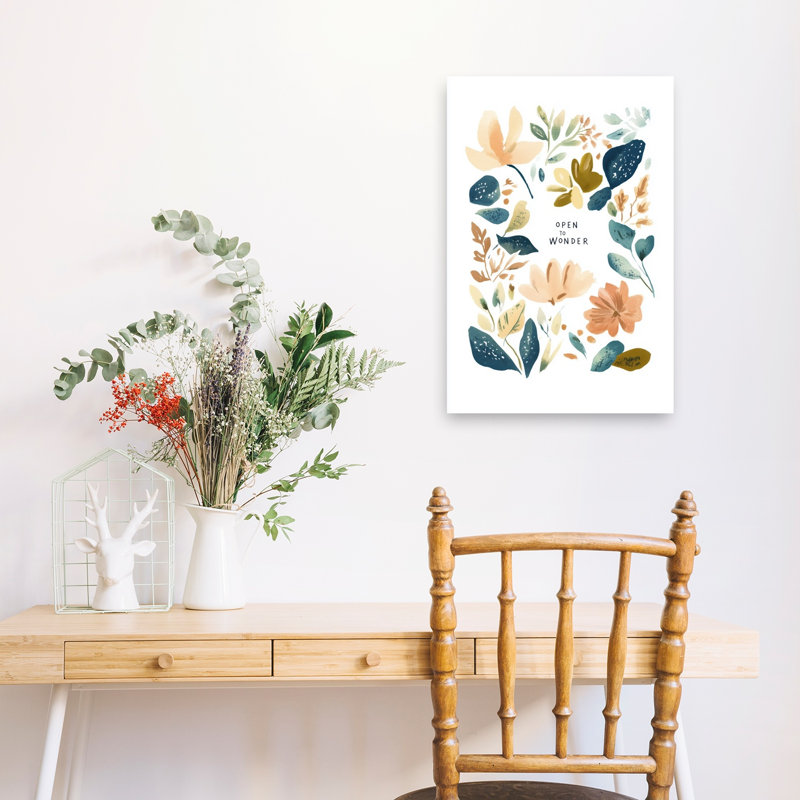 Floral Whimsy Bloom Abstract Delicate Modern Flower Landscape Wall Art Print by Treechild - Wrapped Canvas Print