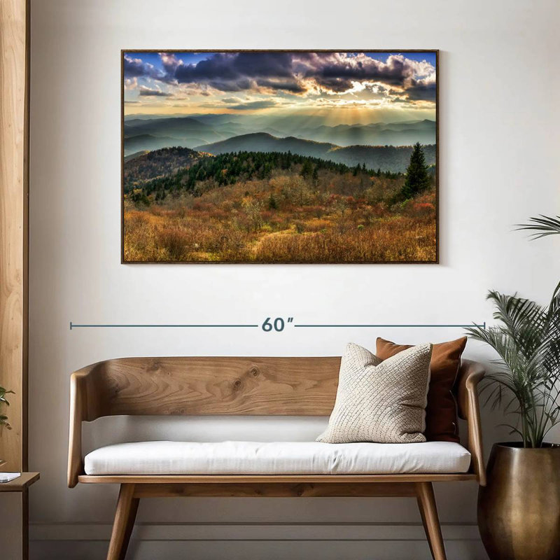 Parc national des Great Smoky Mountains, 46 po x 31 po, Cadre flottant en noyer
