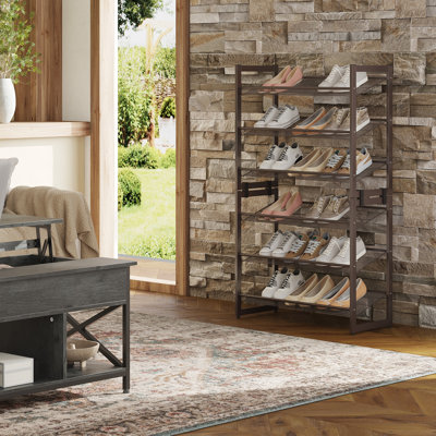 Range-chaussures, range-chaussures à 6 niveaux, ensemble de 2 unités de rangement en métal, étagère à chaussures empilable à 3 niveaux, avec tablettes réglables plates ou en angle, 18 à 24 paires