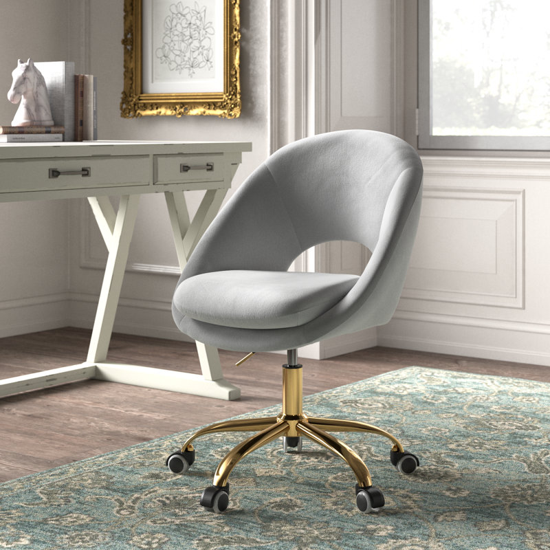 Chaise de travail Doreen, Velours gris