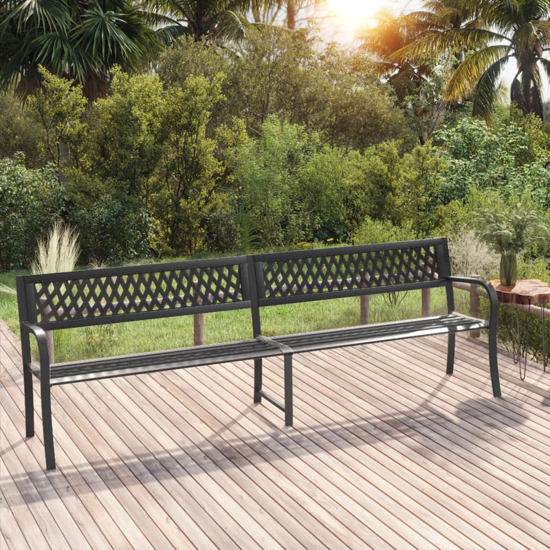Banc de jardin en acier Zailey, Noir, H 29,9 po x l 93,3 po x P 20,1 po