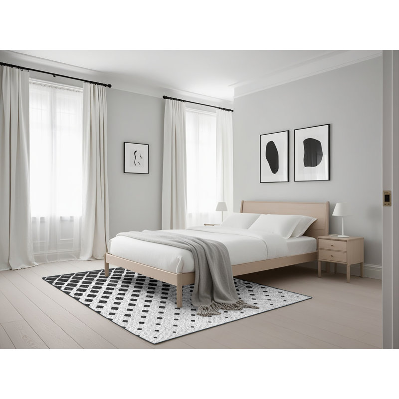 Tapis noir/gris à motifs, Rectangle 5 pi x 7 pi