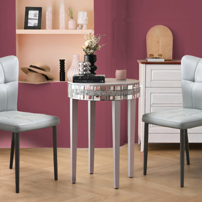 Table ronde diamantée pour petits coins de lecture, espace optimisé, plateau en verre trempé, noyau, salle à manger de 19,7 po de diamètre, design, épargne dans les appartements, hauteur de 28,3 po
