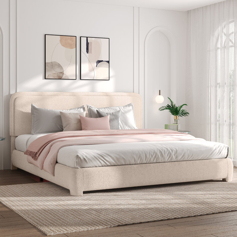 Bensu Boucle Upholstered Platform Bed | Stylish Comfort