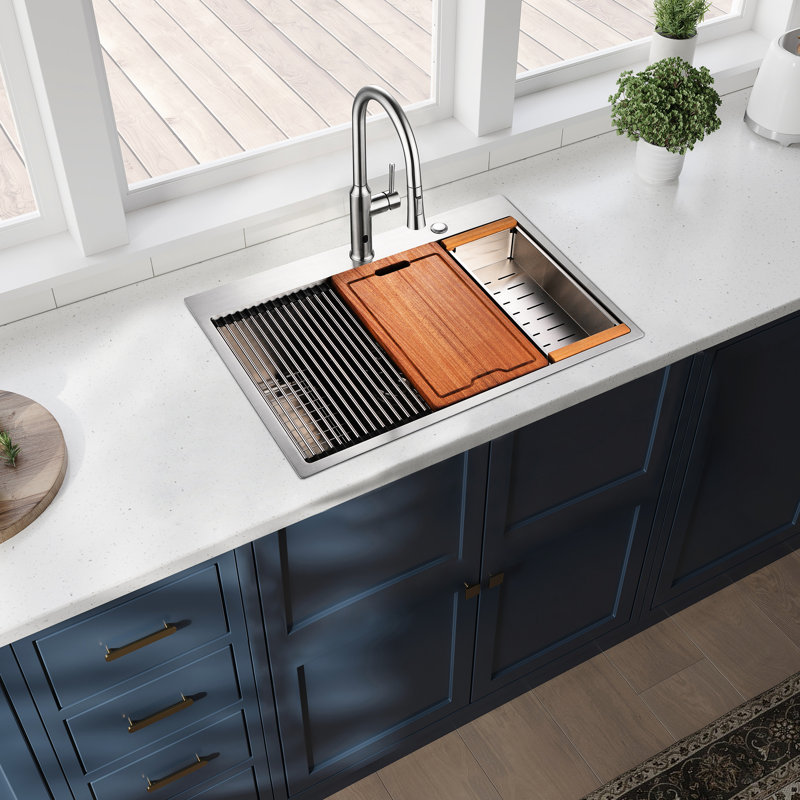 Évier de travail en acier inoxydable 33 x 22 x 10 po: encastré pour une cuisine de longue durée 33 x 22 x 10 po, avec évier polyvalent