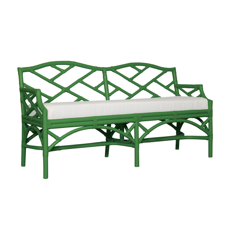 Chippendale Upholstered Bench, Bright Green