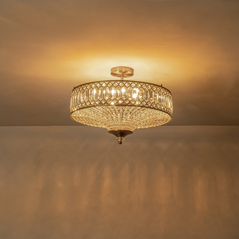 Kessler 6-Light Modern Crystal Semi Flush Mount Ceiling Light, Chrome