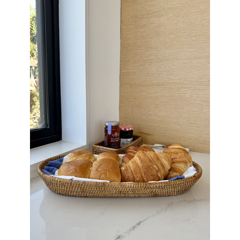 Beachcrest Home™ Everard Bamboo Bread Basket, Honey Brown