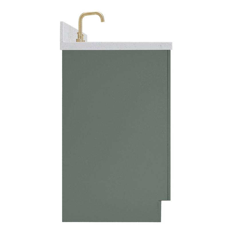 ARIEL HEPBURN 73 IN DOUBLE RECTANGLE SINK VANITY 1,5 IN, 73", Rectangular, Vintage Green