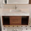 Meuble-lavabo flottant 39,4 po avec lavabo en céramique, 2 tiroirs muraux à fermeture en douceur et plateau en ardoise blanche