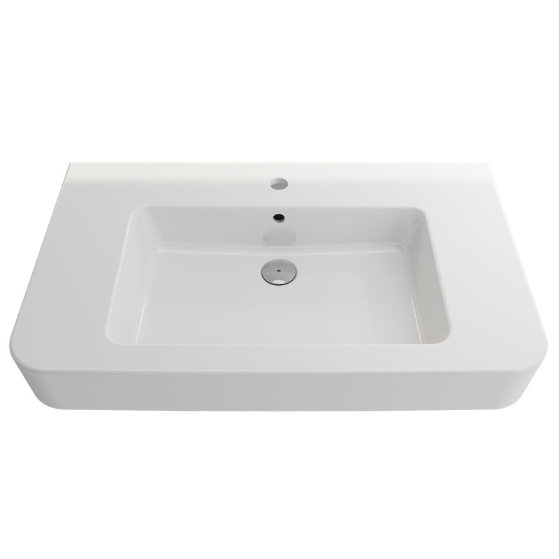 Parma 33.27'' L Bathroom Sink, Single-Hole, White