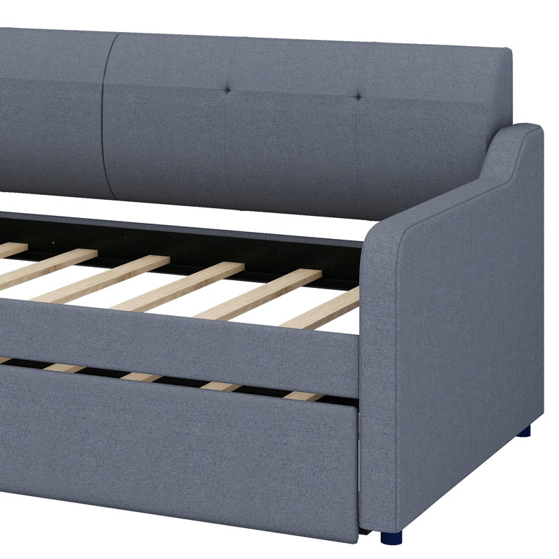 Structure de lit de jour rembourrée avec conception de chargement USB, le lit gigogne peut être plat ou érigé