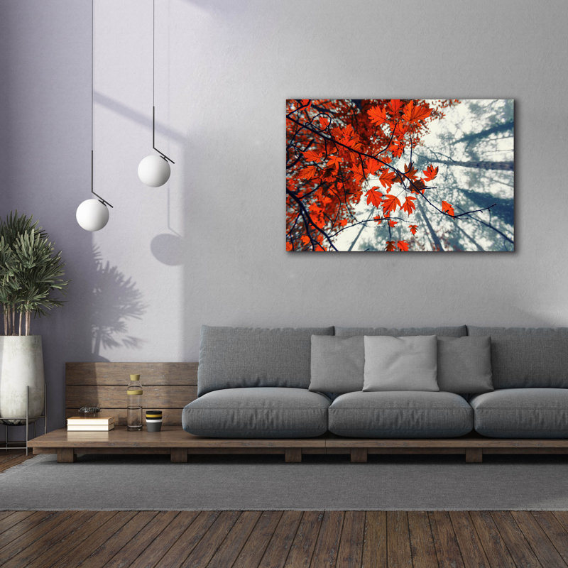 «Red Autumn Leaves» par Iorg Vitomirov, art mural sur toile, H 40 po x l 60 po x P 1,5 po