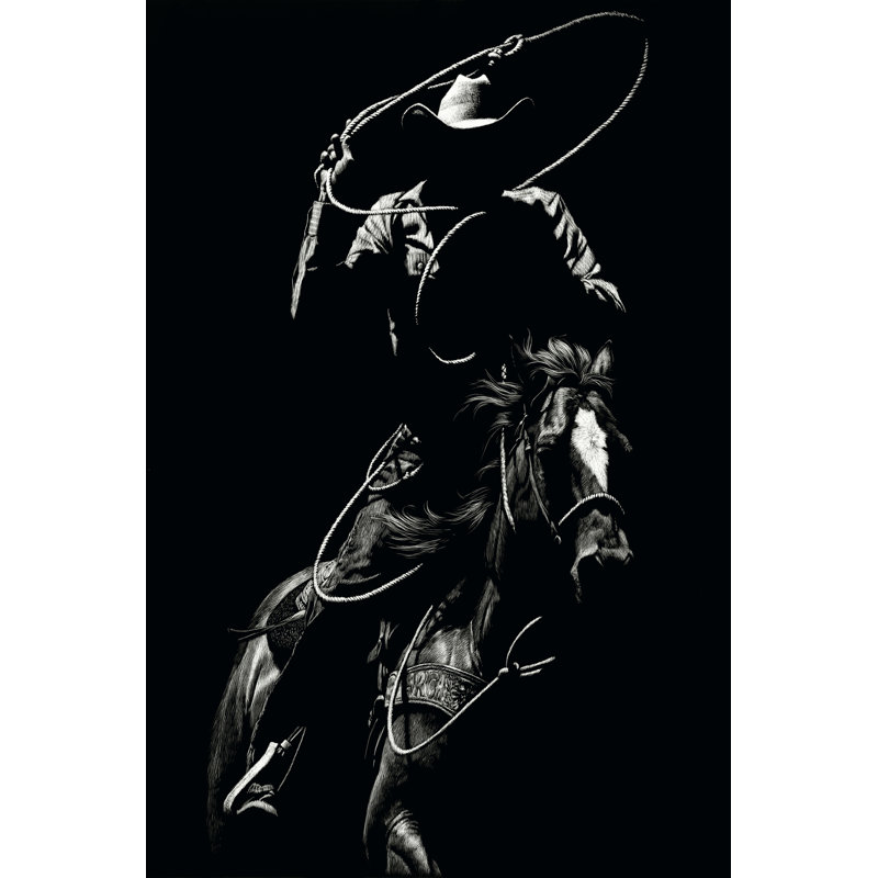 Scratchboard Rodeo VII - Wrapped Canvas Print, 91cm H x 61cm W x 3.8cm D