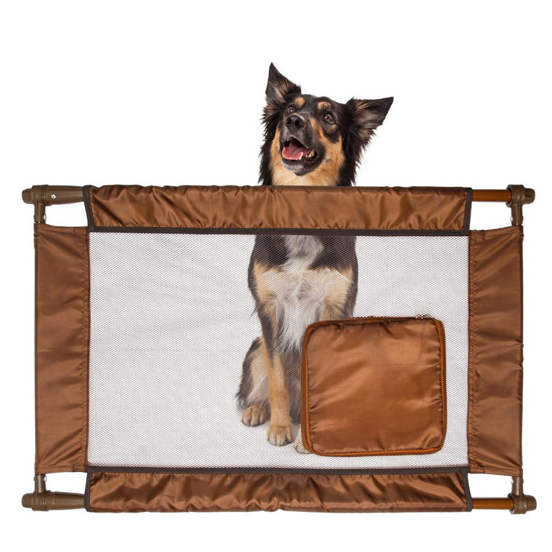 Barrière pour chien pliable et réglable, Brun