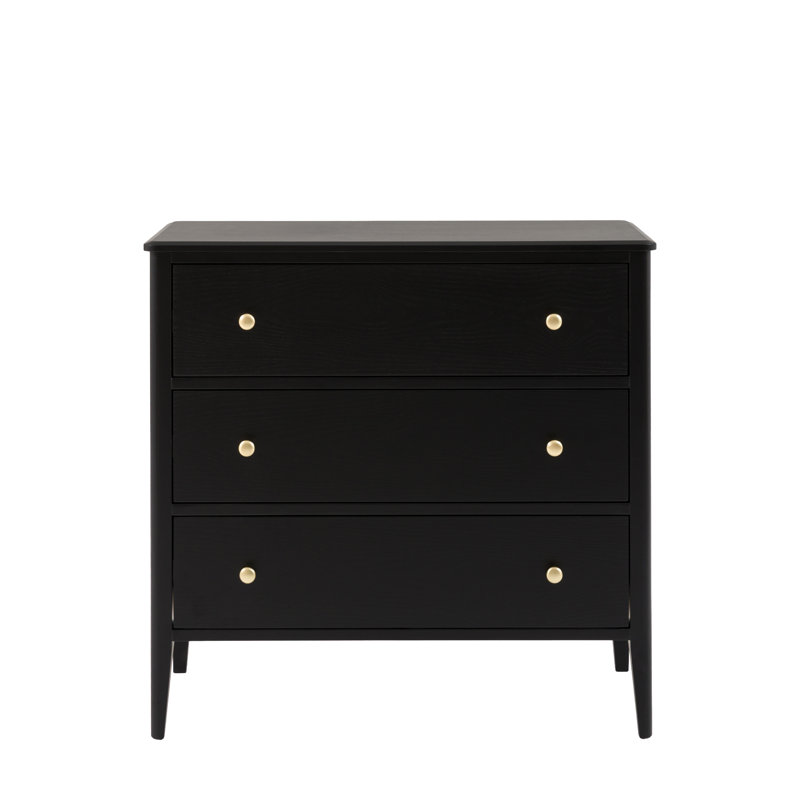 3 - Drawer Rectangle Accent Chest, Black