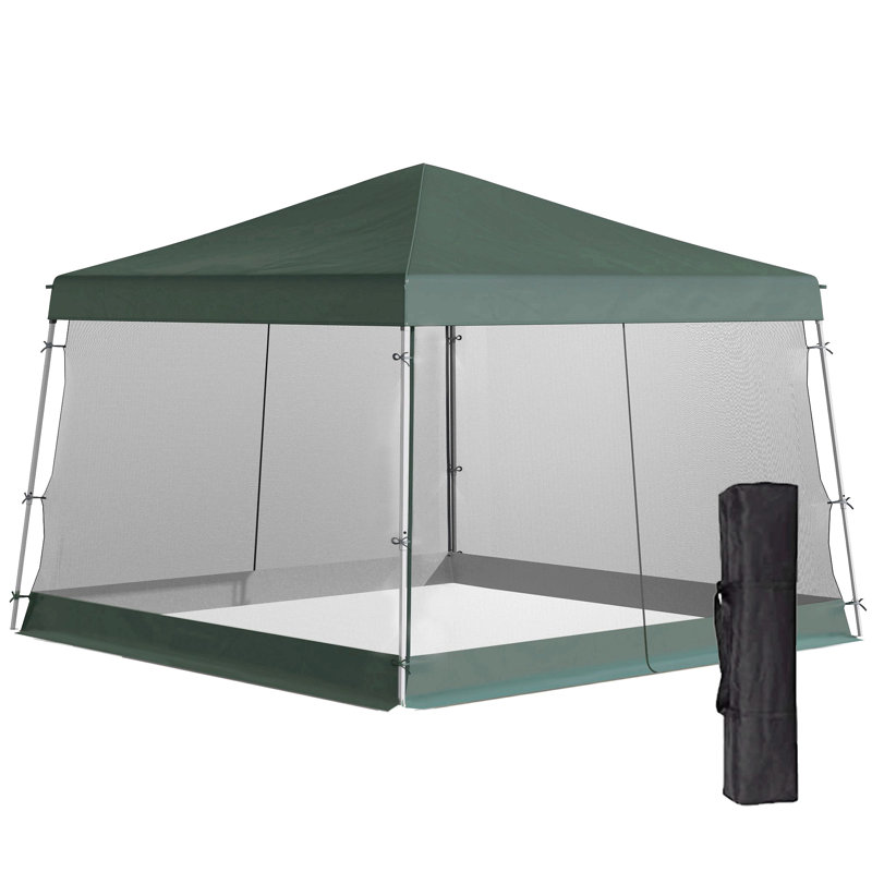 Outsunny Slant Leg Pop Up Canopy Tent With Netting And Carry Bag, Instant Sun Shelter, Tents For Parties, Height Adjustable, For Outdoor, Garden, Patio, (11.5'X11.5' Base / 10'X10' Top)