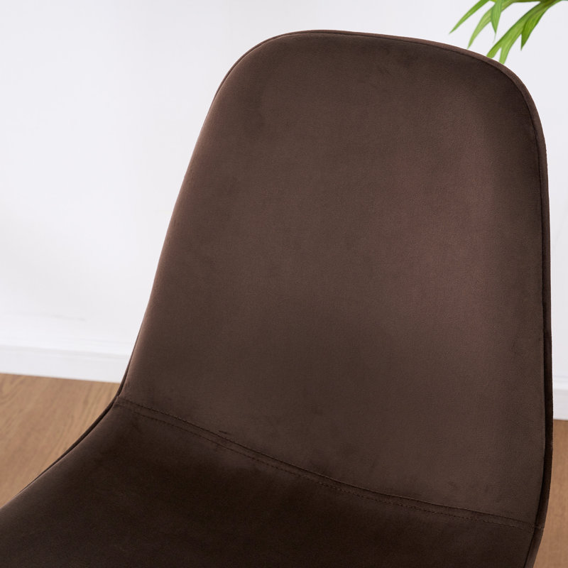 Chaise rembourrée en similicuir Kavi, Velours brun vison / noir
