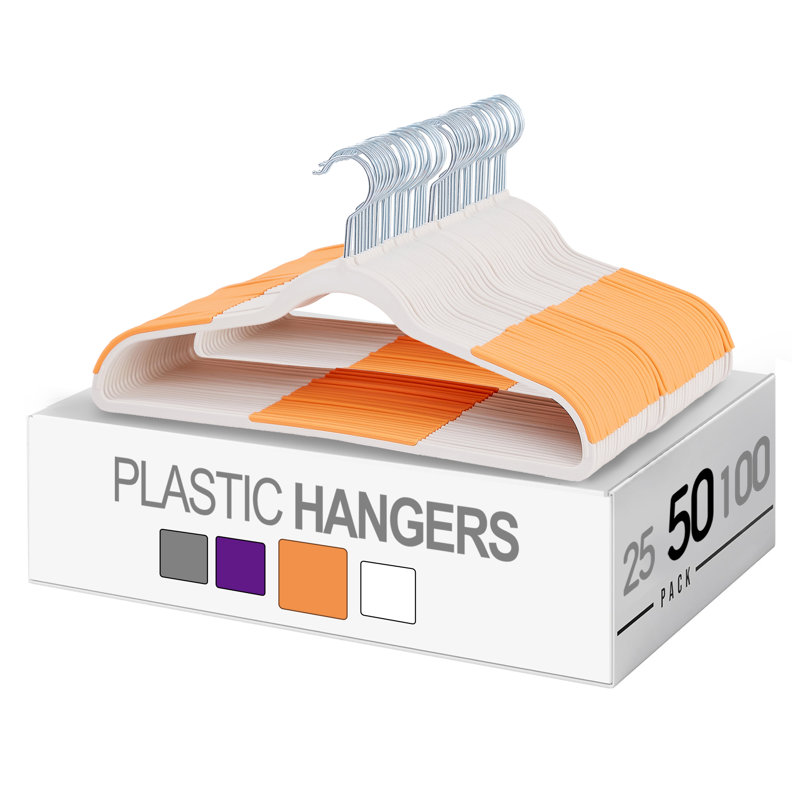 Cintres Meaha, cintres en plastique, antidérapant, peu encombrant, crochet pivotant, 50, Orange