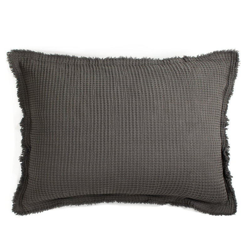 Charcoal Cotton Waffle Knit Standard Sham