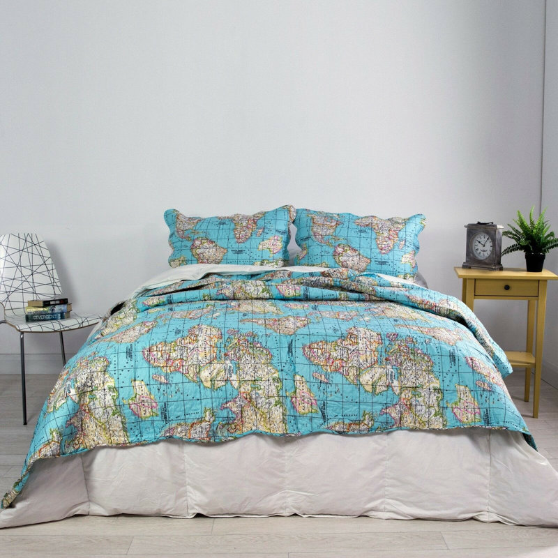 Huntley Polyester Abstract Bedspread with Pillow Shams