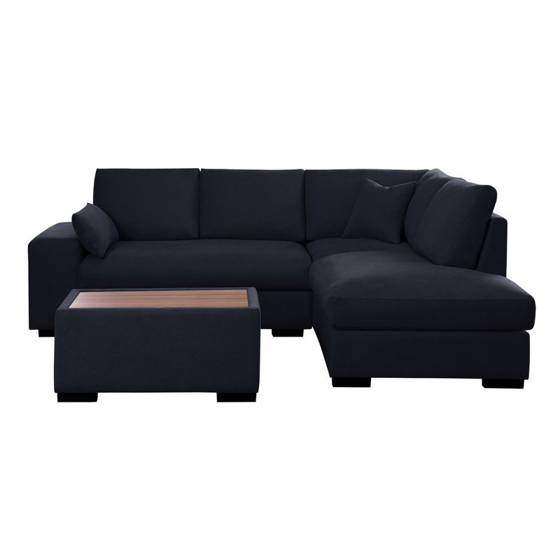 Dark Gray Sectional With Right Chaise, & Practical Function 100"w Facing Soft Seat