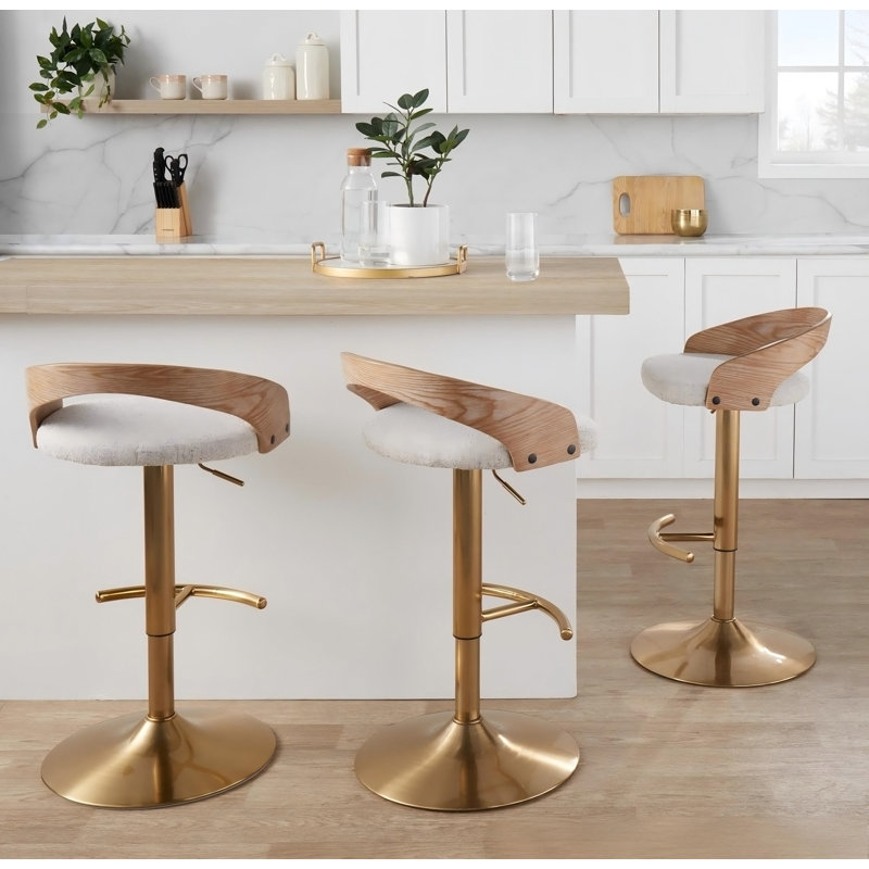 1 tabouret de bar réglable, Gold/Brown