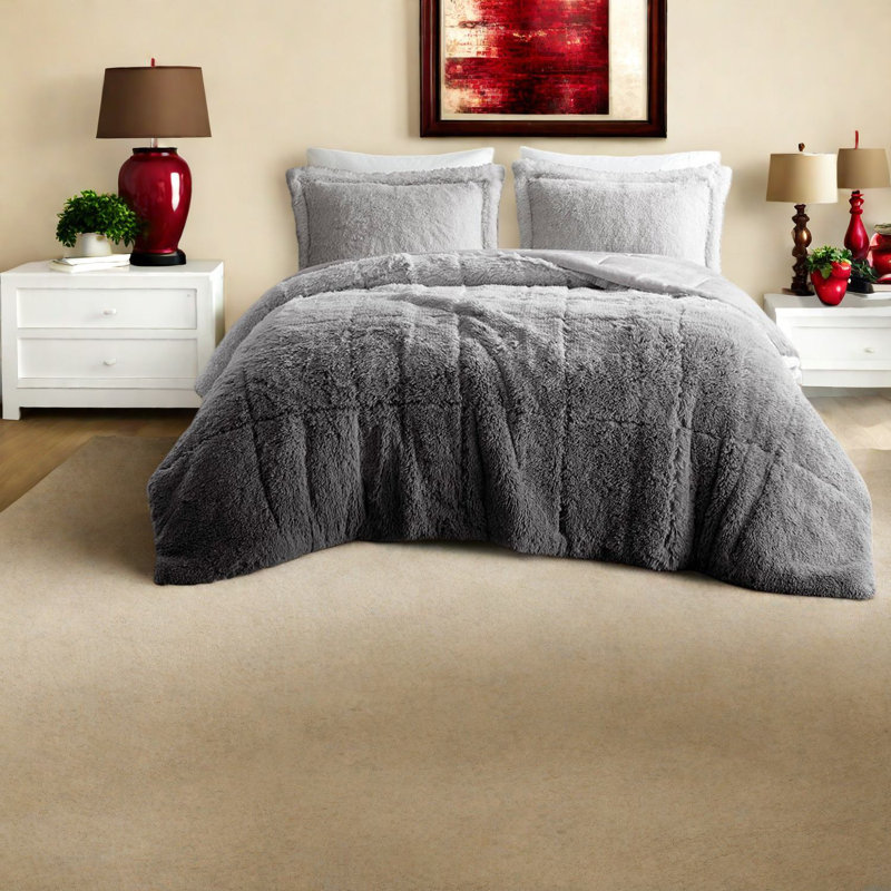 Ensembles de literie longs et confortables à poils longs ombrés, polyester hypoallergénique, confort luxueux pour la maison