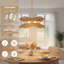 Luminaire tambour en bois naturel 6 lumières de style moderne l 30 po avec abat-jour en corde de coton tissé à la main pour la salle à manger ou la chambre à coucher