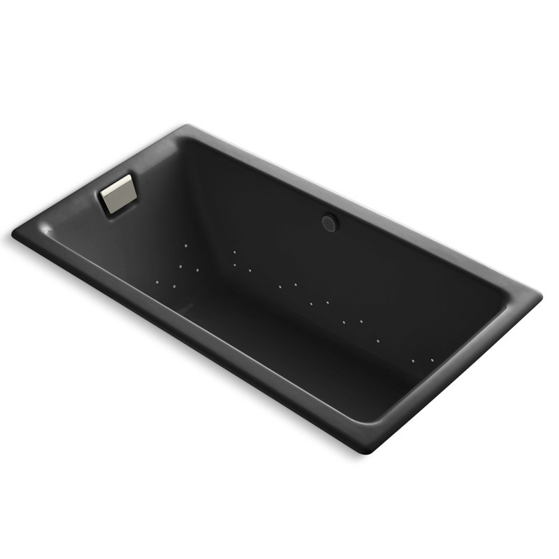 Tea for Two 66" x 36" Drop In Air Bathtub, Noir, Nickel brossé