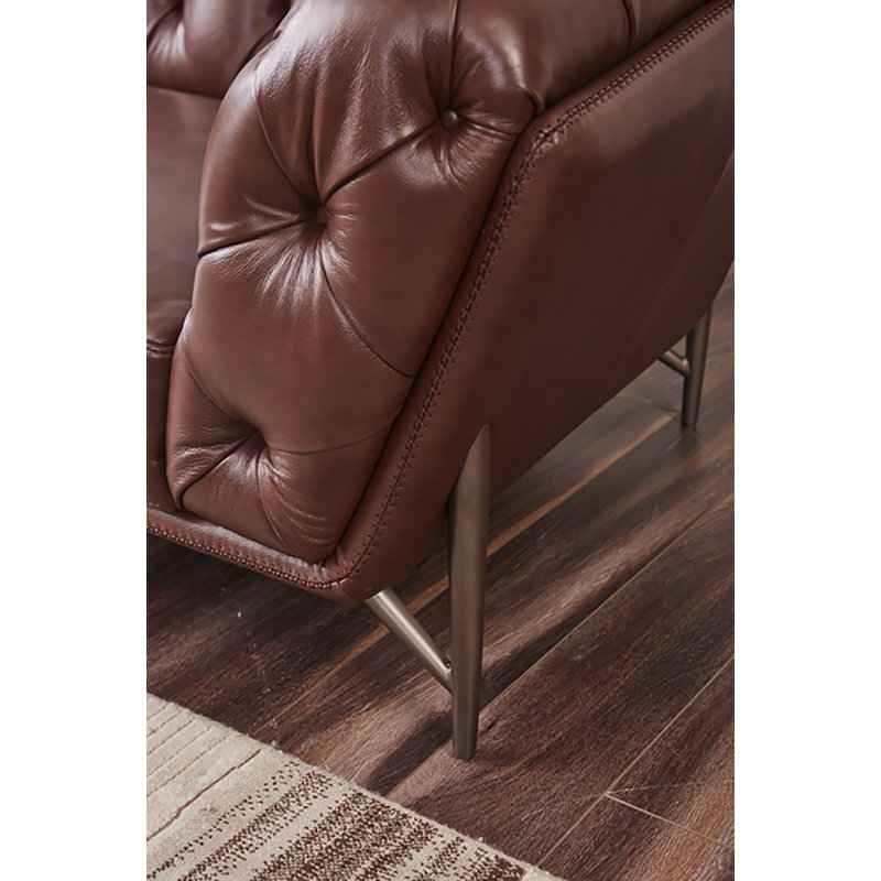 Fauteuil en cuir brun 40 EK8009 40, Cuir véritable brun