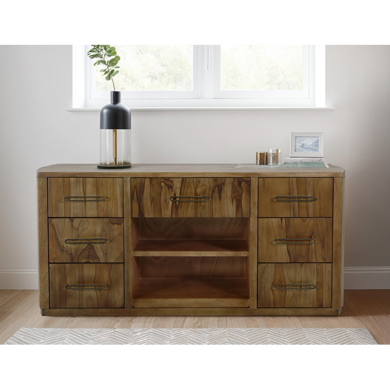 7 tiroirs, console, Brun
