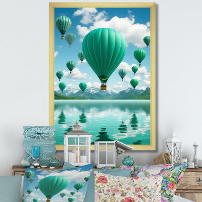 «Lamarche Teal Hot Air Ballons Collage», reproduction sur toile