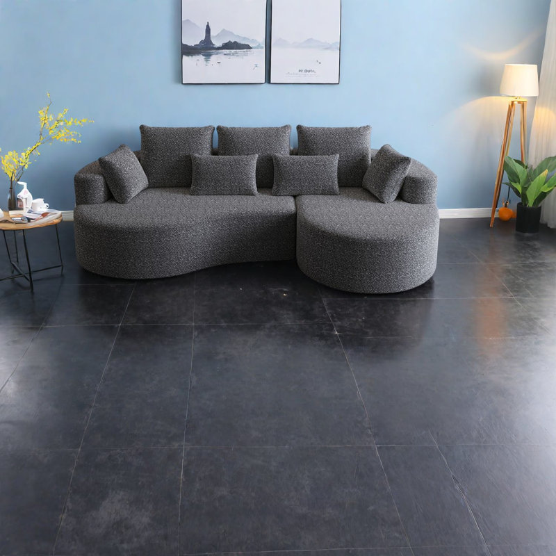 Modulaires spacieux en chenille, design incurvé moderne pour le salon