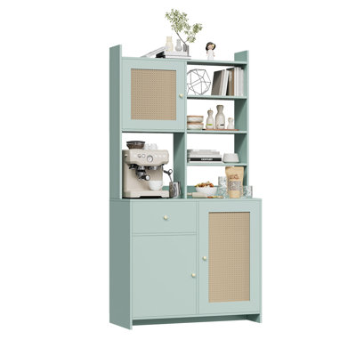 71" Tall Kitchen Pantry Cabinet with Adjustable Shelf, Microwave Stand, Food Storage Cabinet for Kitchen, Dining Room, and Living Room
