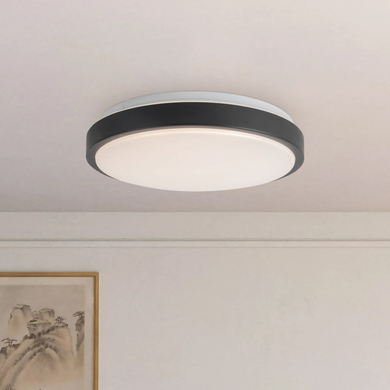 Yanis 16-in Black dimmable LED Flush Mount, Matte Black