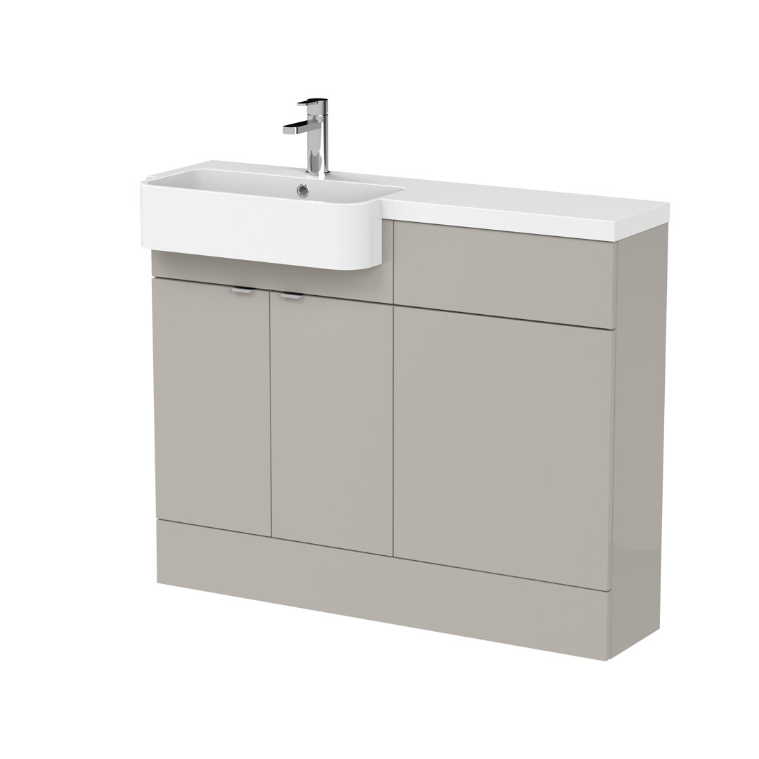 Hudson Reed Fusion 1100mm Pebble Grey 2 Door Floor Standing Left-Hand Combination Unit With Basin