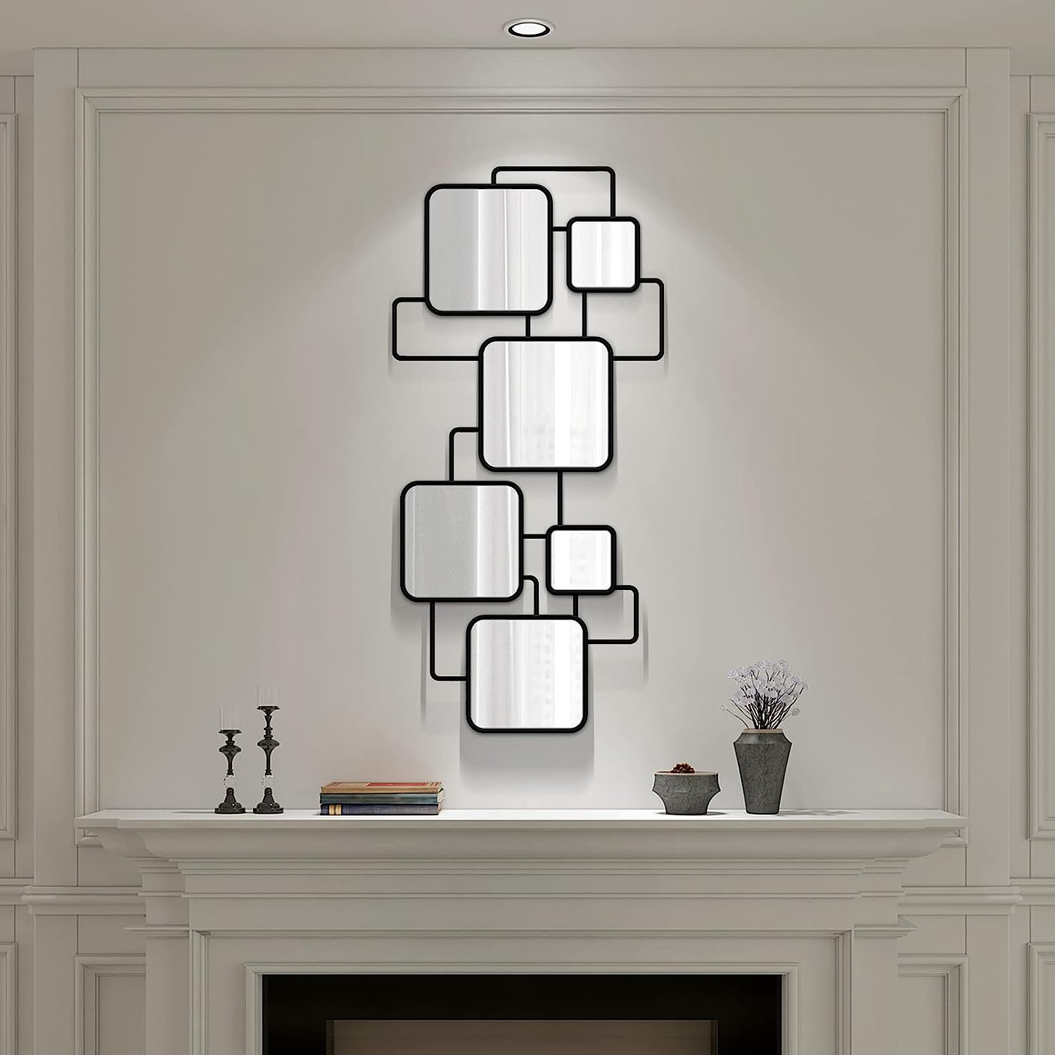 Latitude Run® Wall Mounted Mirror, 47 X 24 Inch Metal Geometric Wall ...