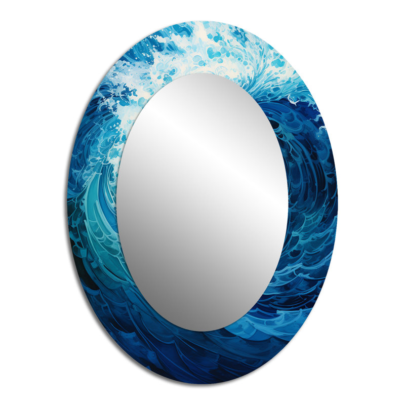 Vortex Tidal Twist Wave - miroir décoratif spirales abstraites, miroir mural moderne, impression d'art en métal, Ovale