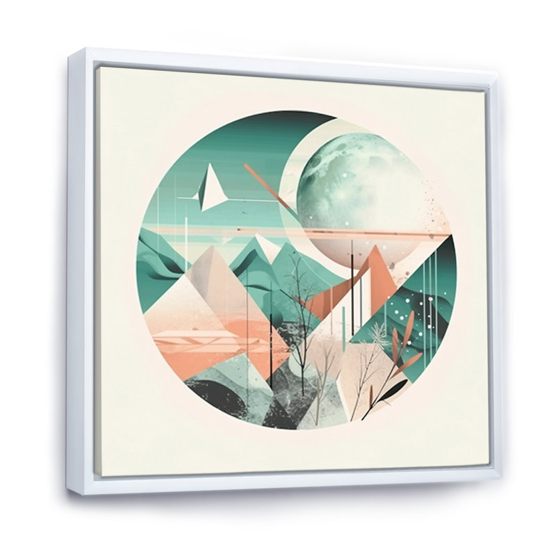 «Boho Landscape Earthy Green Unapologetic Pink I», reproduction sur toile, H 16 po x l 16 po x P 1 po, Cadre flottant blanc