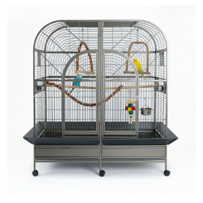 Double Macaw Cage with Divider- Platinum