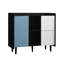 Armoire de rangement Buffet avec portes rouges 2 tiroirs avec panneau unique et 2 compartiments de rangement ouverts, armoire à café moderne pour la cuisine, la salle à manger-1360684295