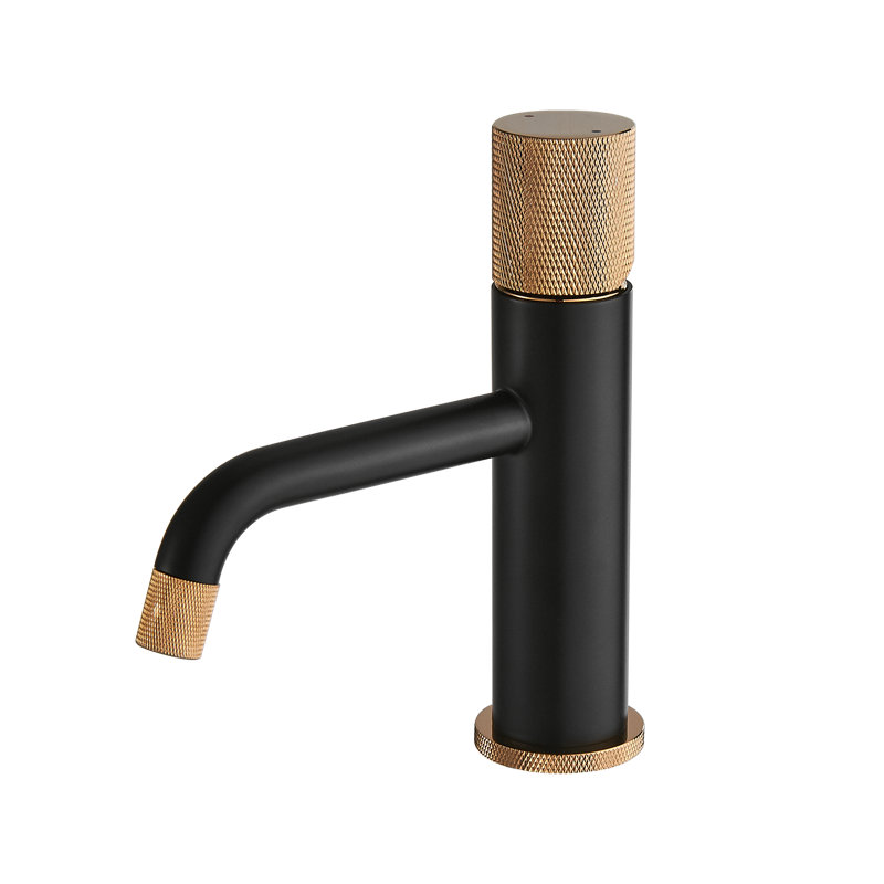 Single-Hole Bathroom Faucet, Black/Rose Gold
