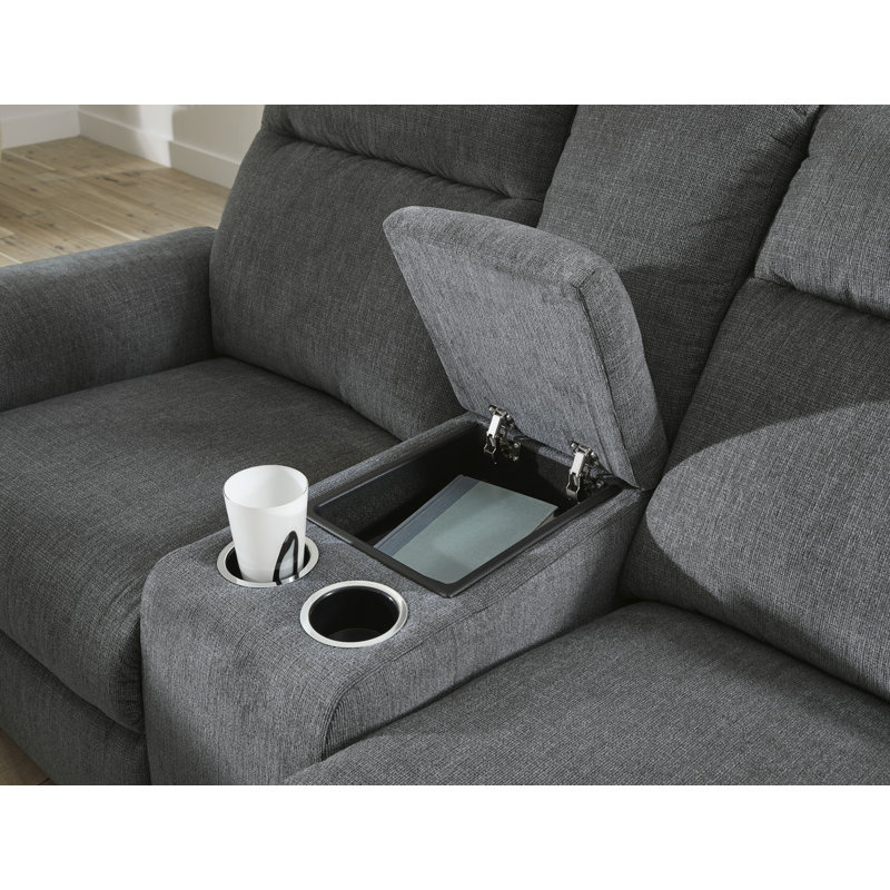 Barnsana Power Reclining Sofa and Loveseat, Dark Grey