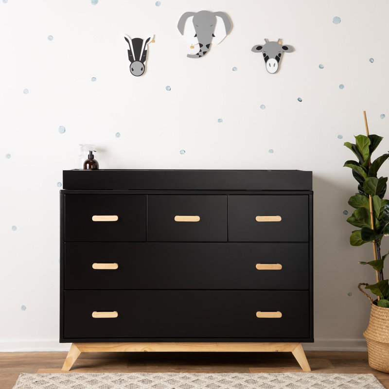 dadada Soho 5-Drawer Dresser - Black, Black/Natural