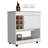 Lotus Bar Cart, Six Bottle Cubbies, One Cabinet, Four Casters, Light Oak / White