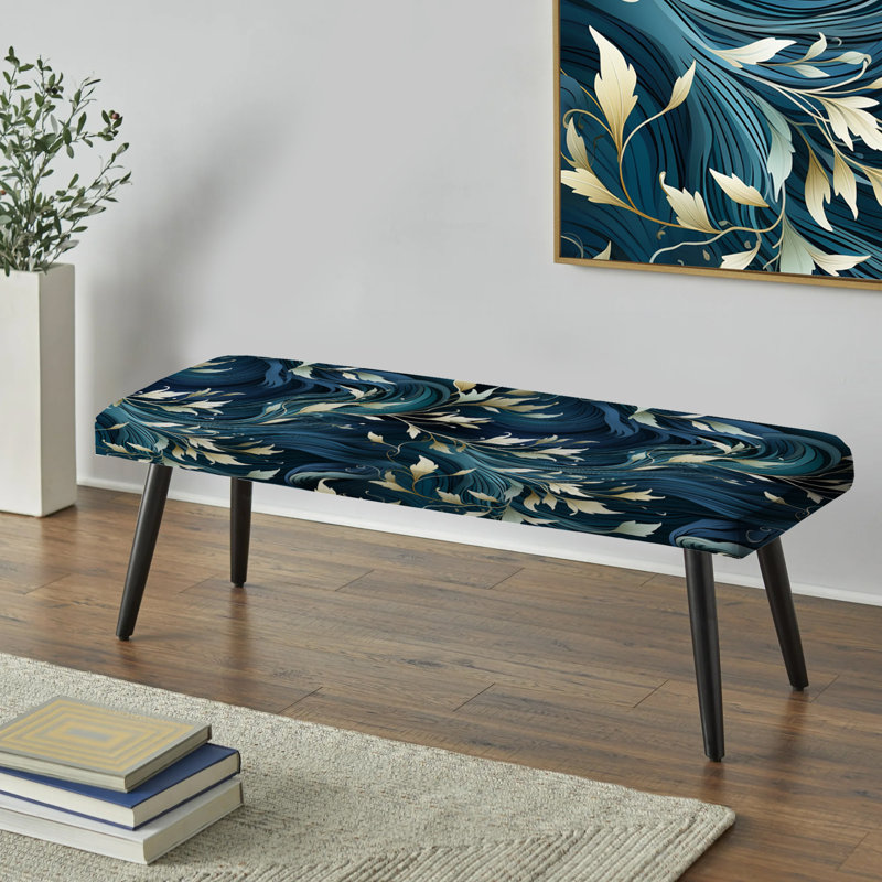 Banc rembourré floral blanc et bleu Zen Tranquility II blanc et bleu