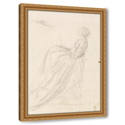 Female - Sketch of a Seated Woman Holding Lamp (1860)